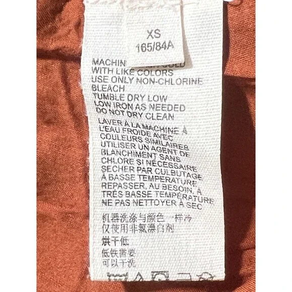 Free People Kika Dress Woman's XS Rust Tan Floral Black Hem Trim Tiered Cotton - Picture 6 of 8